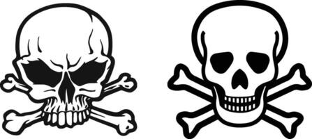 Skull and Crossbones Set. Bold Pirate and Danger Icons in Black and White vector