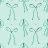 Simple seamless pattern with blue bows and pink hearts. graphics vector