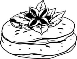Stack Of Flatbreads Topped With Red Flower And Leaves On A Illustration vector