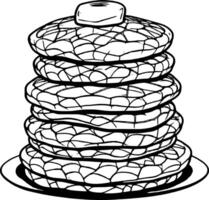 Stack Of Golden Pancakes Topped With Butter On A White Plate Breakfast Food Illustration vector