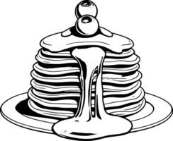 Stack Of Pancakes Topped With Blueberries And Syrup On A White Plate Food Illustration vector