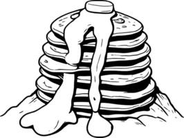 Stack Of Fresh Pancakes Drizzled With Sweet Creamy Syrup On Delicious Breakfast vector