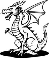 Stylized Winged Dragon Illustration with Scaled Body and Sharp Claws on vector
