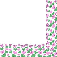 Hearts Shape Branches Corner Frame border Hearts spot Trendy pink and green Copy space Template idea. Isolated design Thematic Cards, poster or web promo banner, leaflets, price, labels, invite vector