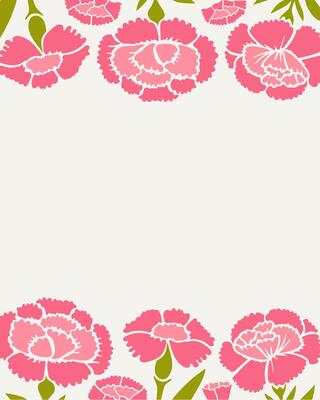Modern banner, poster, label, template or cover with pink carnations frame and copy space