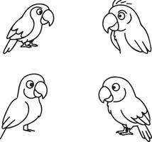 Four different parrots in different poses vector