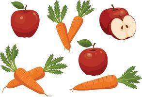 Scattered Red Apples and Orange Carrots vector