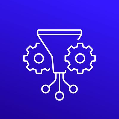Data filtering, funnel icon, line