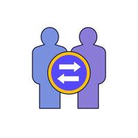 interpersonal relationship icon with outline on white vector