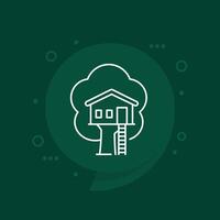 treehouse icon, a cabin on tree linear vector