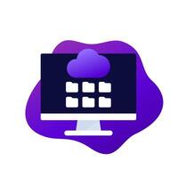 cloud storage icon with a computer vector