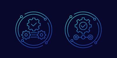 production and quality control icons, linear design vector