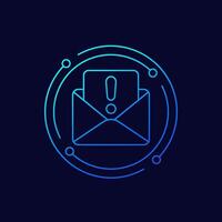 spam icon with an email, linear design vector