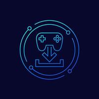Download game icon, linear design vector