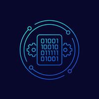 Compile code icon, linear vector
