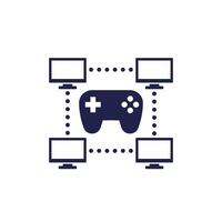 Gaming, gamepad and computers icon, a network for games vector