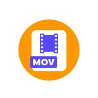 mov file format icon, flat vector