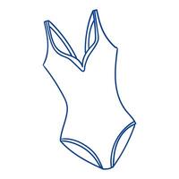 Swimsuit design showcasing a classic one-piece style and clean lines in blue outline vector