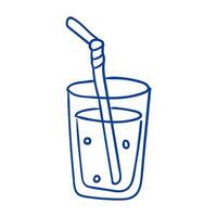 Refreshing glass of beverage with straw and bubbles on a warm day vector