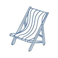Relaxing beach chair design in minimalist style with blue lines on white background vector