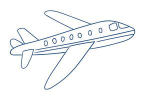 Drawing of a modern airplane soaring through the sky with a clear perspective vector