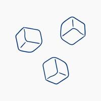 Three geometric shapes drawn in blue on a white background showcasing simple design elements vector
