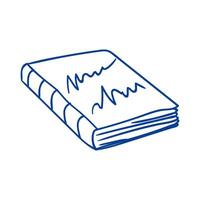 Book with abstract lines on cover resting on a surface in bright, minimalistic setting vector