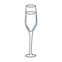Elegant champagne flute with bubbly liquid depicted in outline style vector