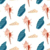 Seashell pattern design with various colors and shapes on a white background vector