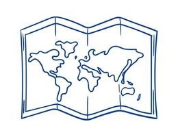 World map drawn in a simple outline showcasing continents and oceans vector