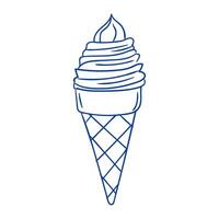 Delicious ice cream cone with soft serve and waffle cone design in a minimalist style vector