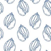Decorative pattern featuring blue shell illustrations on a white background vector