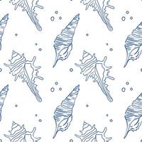 Detailed marine pattern featuring shell designs on a white background for textile decor vector