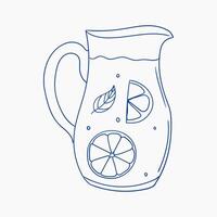 Refreshing pitcher filled with lemon slices and mint leaves on a sunny day vector