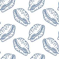 Pattern design with hand-drawn lemon illustrations on a white background vector