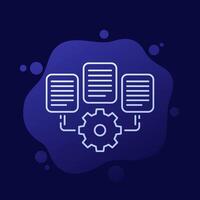 data management icon with documents, line vector