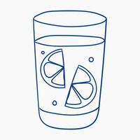 Refreshing beverage with lemon slices in a clear glass on a sunny day vector