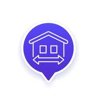 building, house size icon, line vector
