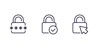 access line icons with a lock for apps on white vector