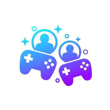 gamers icon with gamepads and users vector