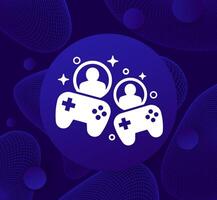 gamers icon with gamepads and users, vector