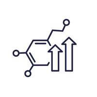 dopamine level line icon with arrows vector