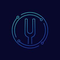 diapason icon, tuning fork linear design vector