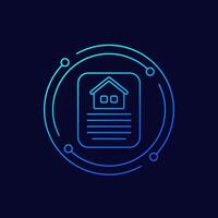 house document icon, linear design vector