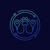 pet tracking icon in linear design vector