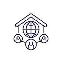 home network line icon with users vector