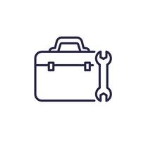 Tool box and wrench line icon vector