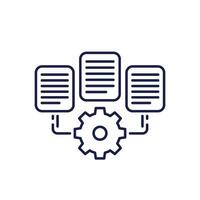 data management line icon with documents vector