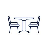 dining table and chairs line icon on white vector
