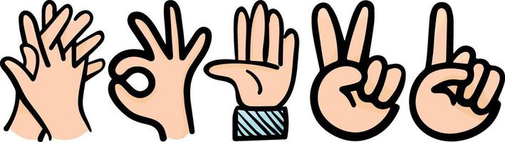 A group of hands with different gestures vector